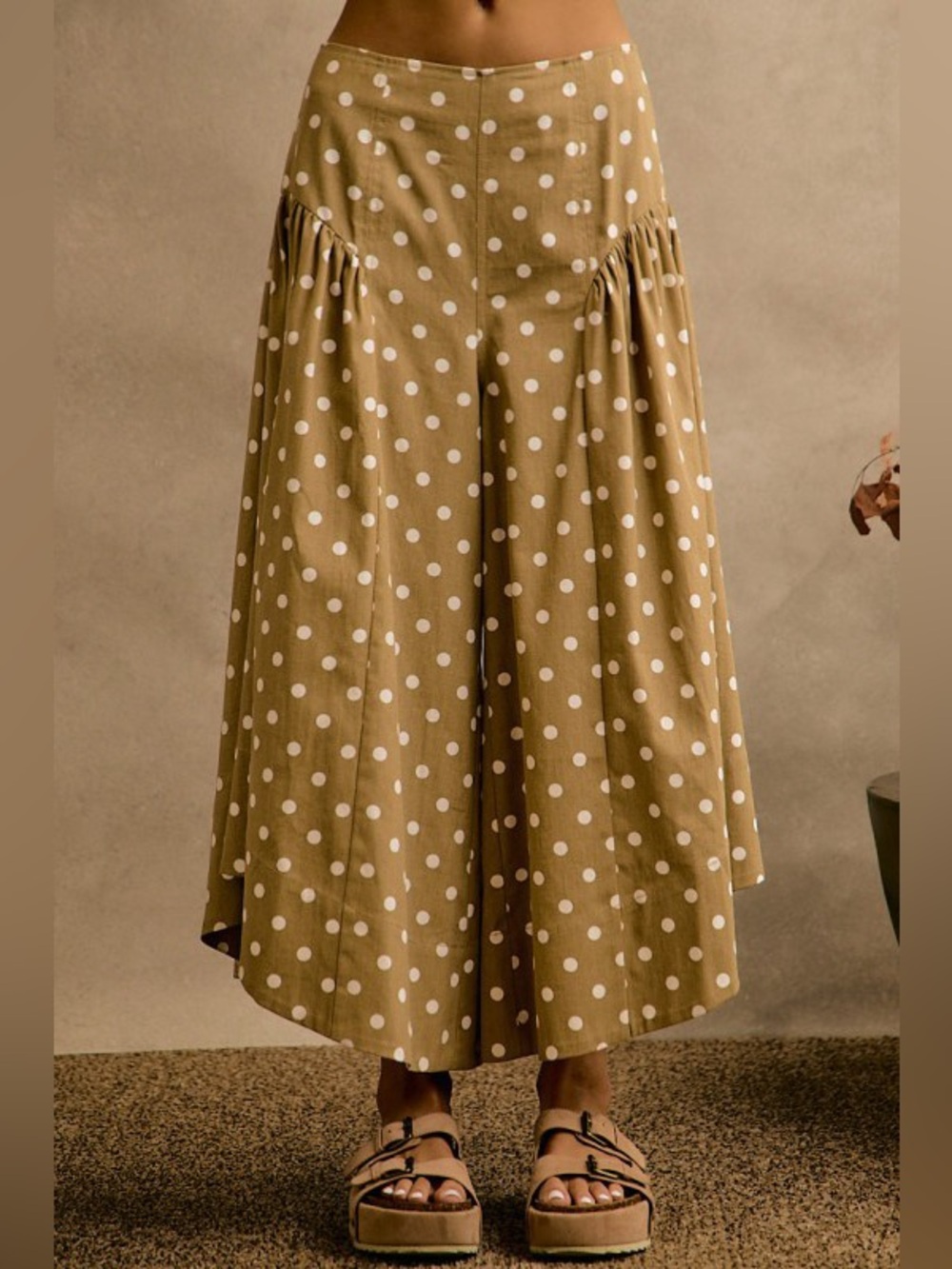 K04. TWILL POLKA DOT EXTENDED WAIST WIDE
PANTS